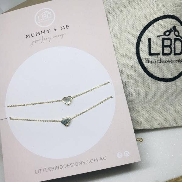 LBD by Little Bird Designs - Mummy and Me Heart Necklaces: Gold