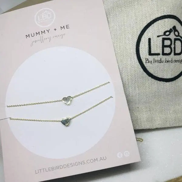 LBD by Little Bird Designs - Mummy and Me Heart Necklaces: Gold - Mademoiselle Sunshine