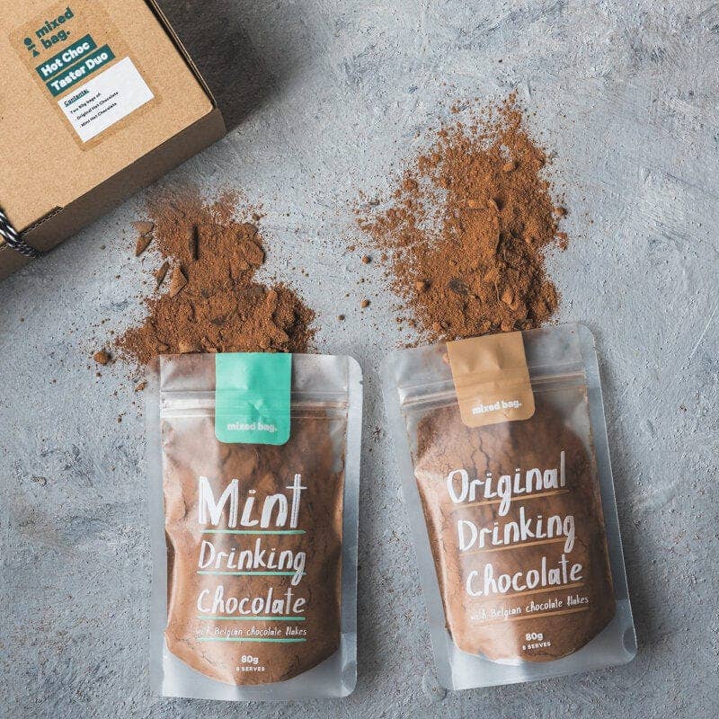 Mother and daughter box with Organic Drinking chocolate by mixed bags