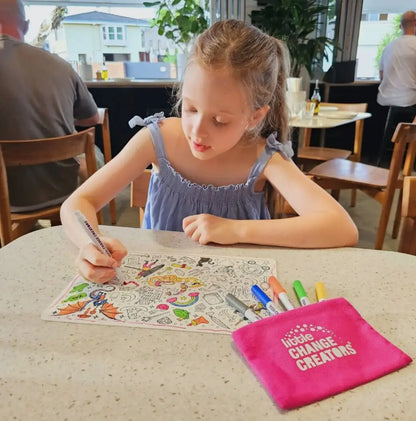 child using reusable princess reusable color mat from our princess box