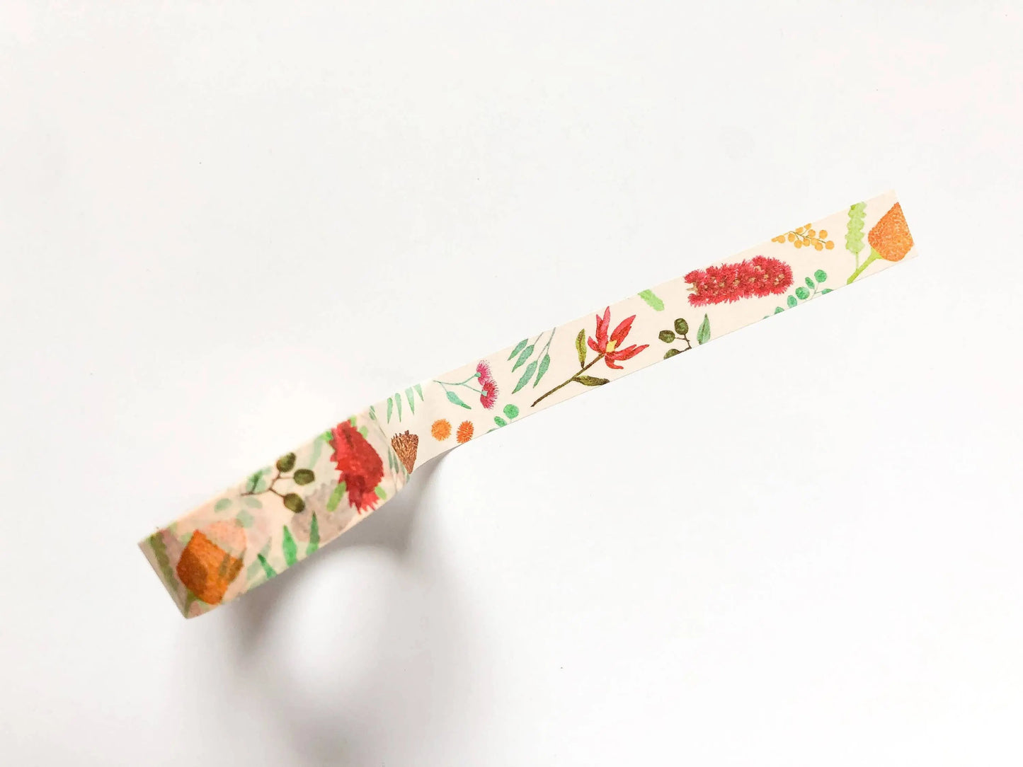 Washi tape with floral pattern on a white background