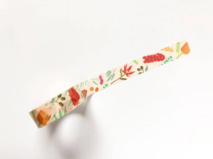 Washi tape with floral pattern on a white background